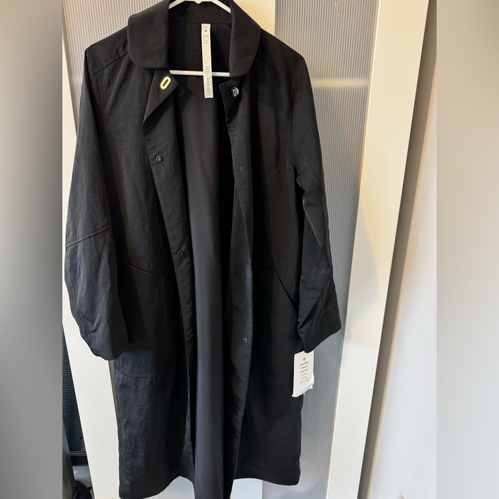 LULULEMON LONG TRENCH COAT, BLACK 4 NWT